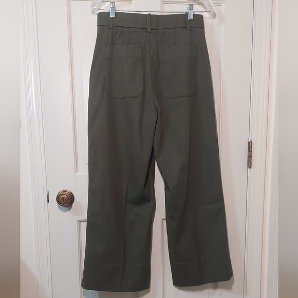 NWT Spanx Deep Pine Green Wide-Leg Stretch Twill Crop Pants, Size M - Picture 3 of 11